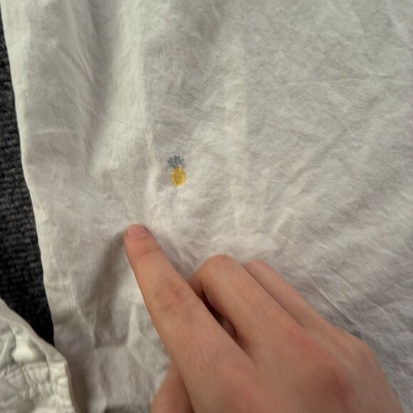 Massimo Dutti Pineapple Print White Button Up Shirt Medium Tessuto Italiano - Picture 13 of 16